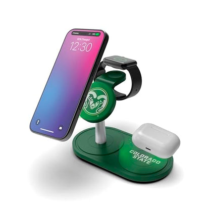 SOAR Collegiate 3-in-1 Wireless Charging Station - color: Colorado State Rams