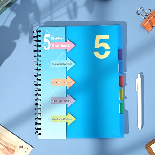 CAGIE 5 Subject Notebook & Discbound Notebook-2 pack, College Ruled A5 Notebook for School,Work