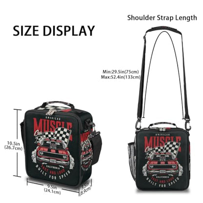 Pardick Racing Car Retro Kids Lunch Bag Insulated Lunch Box Mini Cooler Back to School Thermal Meal Tote Kit Bento Tote Bags Lunchbox for Boys Girls - color: Car Racing