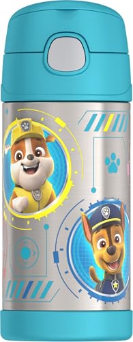THERMOS FUNTAINER Water Bottle with Straw - 12 Ounce - Kids Stainless Steel Vacuum Insulated Water Bottle with Lid, Paw Patrol Blue - color: Paw Patrol Blue