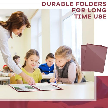 Henoyso 100 Pcs Folders Take Home Heavy Duty 2 Pocket Homework Folder for Students Parent Teacher Communication, 11.8 x 9.45 Inch(Dark Red) - color: Dark Red