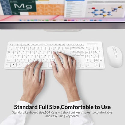 Wireless Keyboard and Mouse Combo - Rii Standard Office PC Keyboard and Optical Wireless Mice (White) - color: WHITE