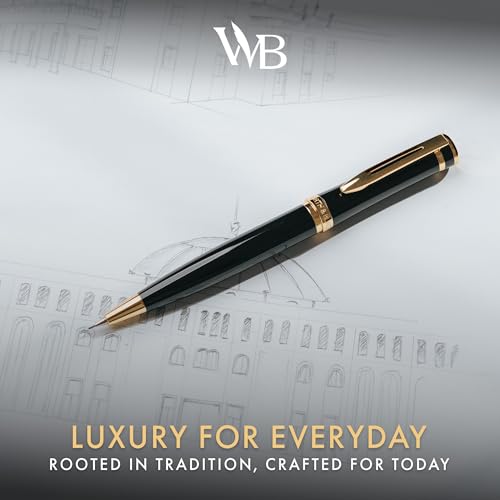 Wordsworth and Black Mechanical Pencil Graphite Lead- Stunning Luxury Metal Pencil, Black Lacquer 24K Gold Finish, 0.7mm Led, Best Gift Set for Men & Women, Professional Executive Office Pencils - color: Black Gold