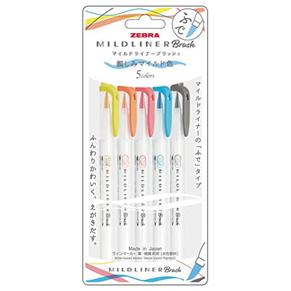 Zebra WFT8-N-5C-N Mildliner Highlighter, Mild Colour, Set of 5