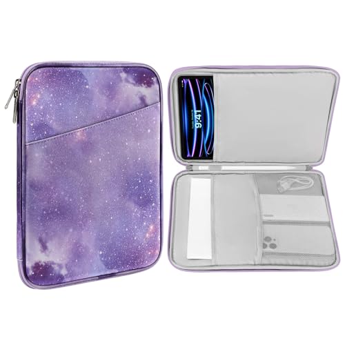 MoKo 13 Inch Tablet Sleeve Bag Carrying Case with Accessory Pocket | Fits iPad Pro 13-inch M4, iPad Air 13-inch M2, iPad Pro 12.9-inch M2/M1 and Galaxy Tab S8+/S9+ 12.4-inch, Purple Starry Sky - color: Purple Starry Sky, size: 12.9-13 inch