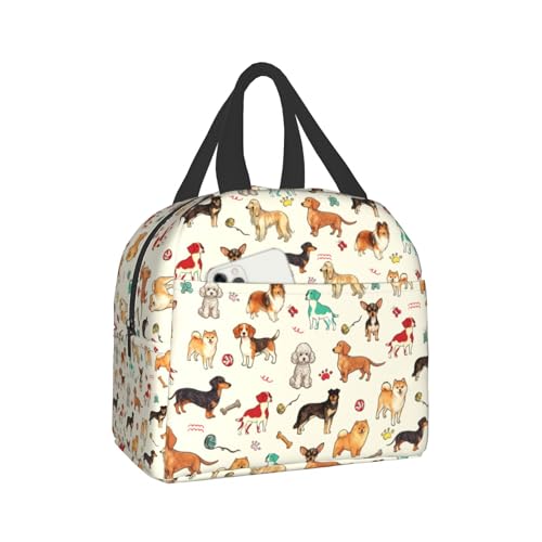 Imiss Dog Lunch Bag Puppy Lunch Cooler Box Tote Bag Organizer for Women,Reusable, Lightweight & Durable Lunch Bag for Office Work Picnic School Meal Prep Bag - color: dog