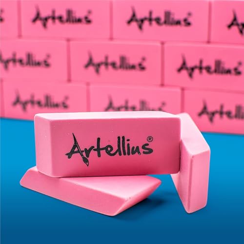 Artellius Pink Erasers | Latex & Smudge Free | Bulk School Supplies | Classrooms, Teachers, Homeschool, Office, Art Class | Large Size (Pack of 100) - size: 100 pack