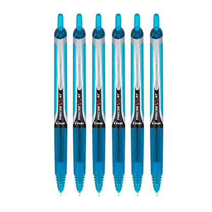 PILOT Precise V5 RT Refillable & Retractable Liquid Ink Rolling Ball Pens, Extra Fine Point (0.5mm) Turquoise Ink, 6-Pack - color: Turquoise