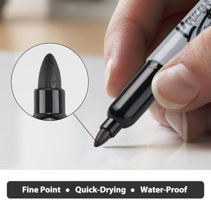 LAZGOL Permanent Markers Bulk, 240 Pack Fine Tip Black Permanent Markers, Waterproof Markers, Premium Smear Proof Pens, Quick Drying, Office Supplies for School, Office, Home