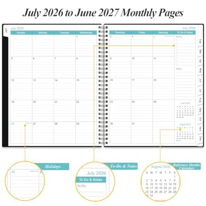 2026-2027 Planner - Planner 2026-2027 from July 2026 to June 2027 with 12 Monthly Tabs, Flexible Cover, Inner Pocket, 8.5" x 11", Black - color: Black, size: 8.5" x 11"