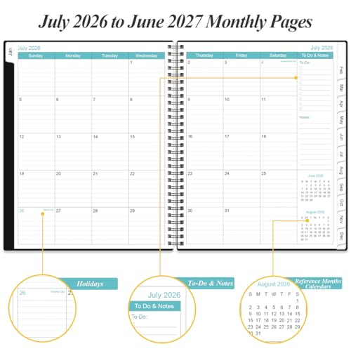 Daily Planner 2026-2027 Full Page Per Day- 2026-2027 Daily & Monthly Planner from July 2026 to June 2027, Day Planner 2026-27 with 12 Months Tabs, 8.5" x 11", Black - color: Black, size: 8.5" x 11"