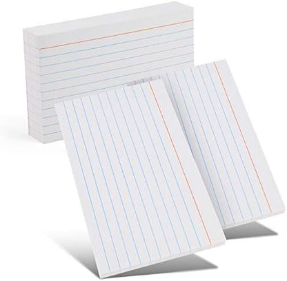 Index Cards 3x5, (100 Cards), Notecards, Flashcards, Notecards 3x5 lined, Blank on Back, Flashcards for School Home and Office, Ruled Index Card - size: 100 Cards