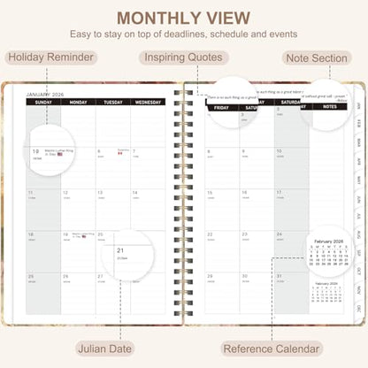 2026 Planner, Weekly and Monthly Calendar Planner Agenda, Jan 2026 - Dec 2026, Planning Academic Book, Office Desk Accessories and School Supplies - A5 (6.3'' x 8.5'') - color: C-Blossom Haze