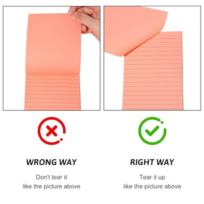 18 Pack Lined Sticky Notes 4x6 in Self-Stick Note Pads with Lines 9 Bright Colors Super Sticking Power Memo Pads Big Rectangular Notes Pad Its for Office, School, Meeting - size: 18pcs 4x6"