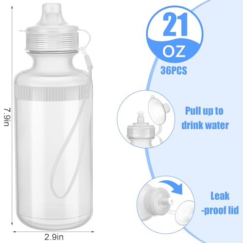 Zubebe 36 Pcs Sports Water Bottles Bulk Squeeze Reusable Plastic Water Bottles Back to School Supplies Summer Gifts for Students School Travel Hiking Cycling Event Team Gift - color: Clear White