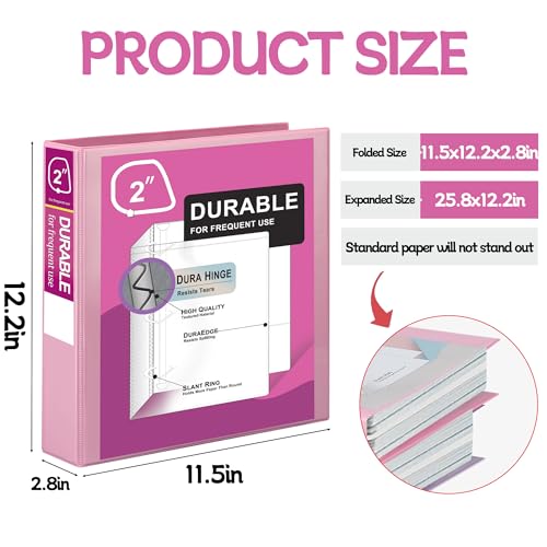 Zzrywuty Durable 3 Ring Binder,2 Inch Economy 4 Pack,Each Holds 540 Sheets,D-Ring Presentation View Binders for Office,School,Home(Pastel Assortment) - size: 2 Inch, style: Pastel Assortment
