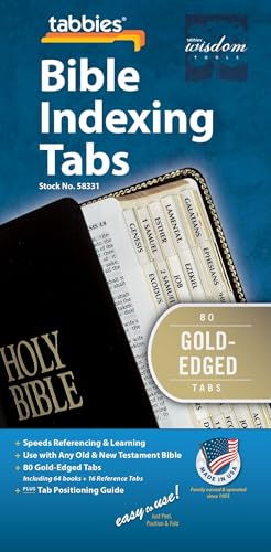 Tabbies Gold-Edged Bible Indexing Tabs, Old & New Testament, 80 Tabs Including 64 Books & 16 Reference Tabs (58331)