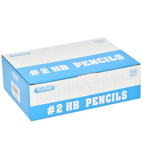 Rarlan Wood-Cased #2 HB Pencils, Pre-sharpened, 360 Count Bulk Pack | Classroom Pencils with Erasers for School and Teacher Supplies, Writing, Drawing and Sketching, Back to School