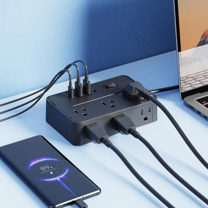 High Speed with 78 Inch Cord USB C PD Desktop Power Strip 10 Port Multi Outlet for Office Home Charging