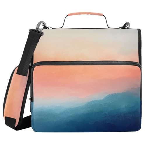 Ombre Smoky Mountains Zipper Binder with Shoulder Strap Trapper Keeper 3 Ring Binder Organizer Large Capacity Multiple Compartments for School Office - color: Ombre Smoky Mountains