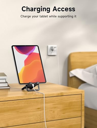 JSAUX Universal Tablet Stand, Portable Foldable Tablet Holder for Desk Compatible with iPad mini/Air, Samsung Galaxy Tab, Kindle Fire, ROG Ally, iPhone and Other Tablets-Black - color: Black