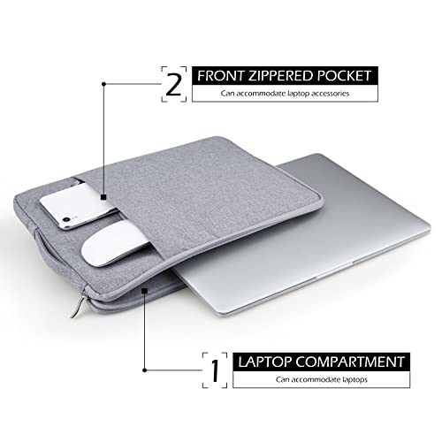14 Inch Laptop Sleeve Case Water-Resistant Protecive Bag with Front Pocket Retractable Handle Notebook Carrying Case for 14 Inch Chromebook Notebook,Gray - color: Gray, size: 14"