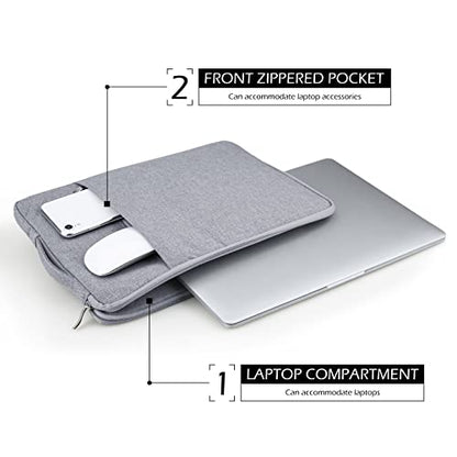 14 Inch Laptop Sleeve Case Water-Resistant Protecive Bag with Front Pocket Retractable Handle Notebook Carrying Case for 14 Inch Chromebook Notebook,Gray - color: Gray, size: 14"