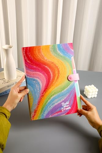Cute Expanding File Folder - 5 Pockets Accordion Document Organizer, Waterproof Poly Plastic, A4/Letter Size for School Office Home - Rainbow - style: Rainbow