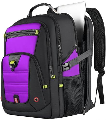 Z-MGKISS Extra Large Backpack for Men,Gaming Travel Bag Fit 18.4-19" Laptop | Long-Term Durability, TSA Flight-Approved,Anti-Theft,Large Capacity,Water Resistant,Stylish Purple Bag, Multiple Compartments - color: Purple, size: 18.4 Inch (22''x15''x12'')
