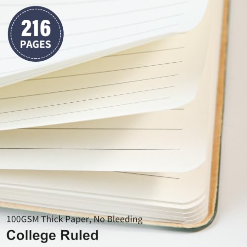Lined Journal Notebook for Work College Ruled Notebook 5.79" x 8.27" A5 PU Leather Daily Journaling Notebook 216 Pages for Women Men Daily Writing Business School Travel Gift (Dark Blue) - color: 04-Dark Blue-1pack, style: A5 Lined 216pages