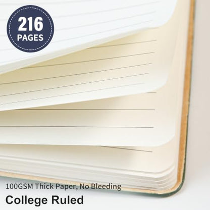 Lined Journal Notebook for Work College Ruled Notebook 5.79" x 8.27" A5 PU Leather Daily Journaling Notebook 216 Pages for Women Men Daily Writing Business School Travel Gift (Dark Blue) - color: 04-Dark Blue-1pack, style: A5 Lined 216pages