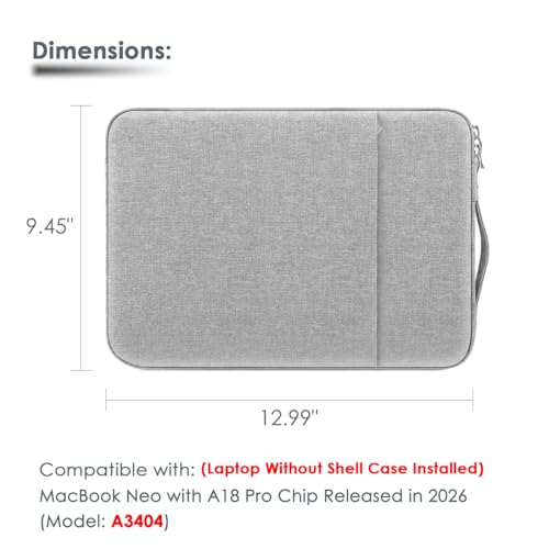 13 Inch Laptop Sleeve Case for MacBook Neo 13'' | Protective with Adjustable Handle Carrying Canvas Bag Accessories for Students Home Office (Gray) - color: Gray