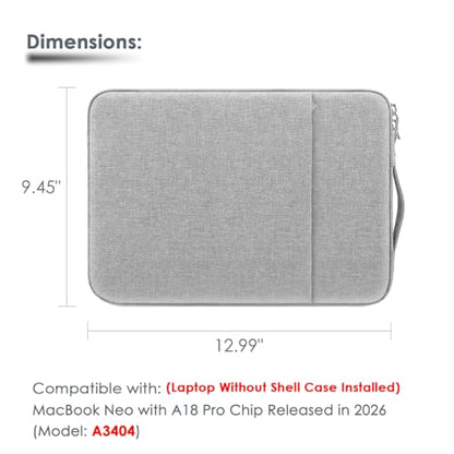 13 Inch Laptop Sleeve Case for MacBook Neo 13'' | Protective with Adjustable Handle Carrying Canvas Bag Accessories for Students Home Office (Gray) - color: Gray