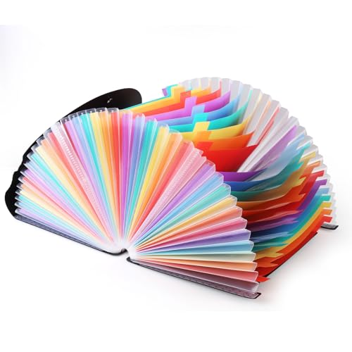 37-Pocket Expanding File Folder with Labels, A4/Letter Size Accordion Document Organizer, Portable Black Folder for Office, Travel, Business, School & Home