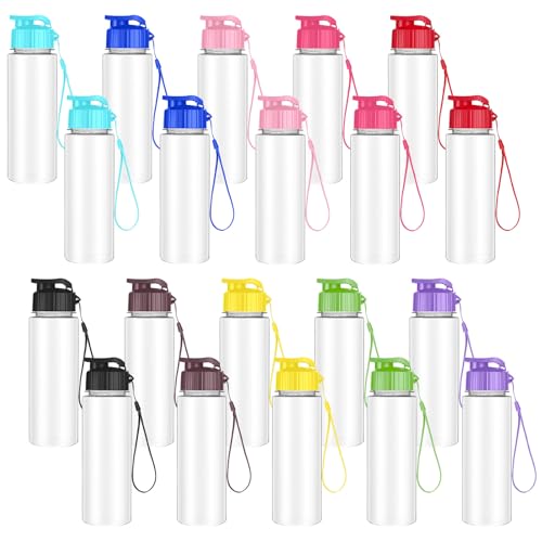 Kifmurase 20 Pack Plastic Water Bottle Bulk 17 oz Gym Sport Adults Reusable Large Bottles with Leak Proof Flip Top for Adults Fitness Travel School Party Outdoor (Assorted Color)