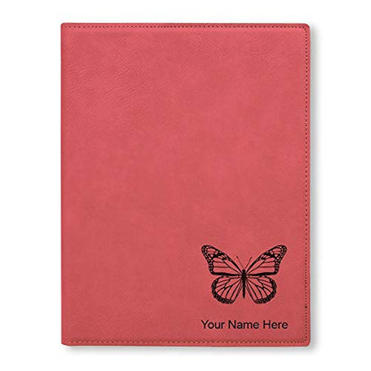 Large 9.5" X 12" Portfolio Notepad, Monarch Butterfly, Personalized Engraving Included (Pink) - color: Pink, size: Large 9.5 X 12