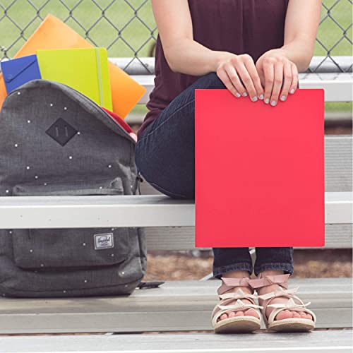 JAM PAPER Heavy Duty Plastic 2 Pocket Extra Tough School Folders - Red - 6/Pack - color: Red, size: 6 Per Pack