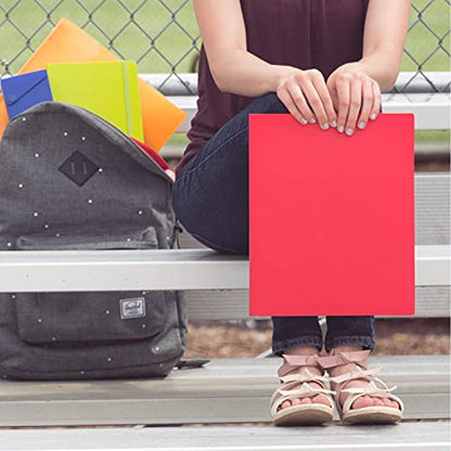 JAM PAPER Heavy Duty Plastic 2 Pocket Extra Tough School Folders - Red - 6/Pack - color: Red, size: 6 Per Pack