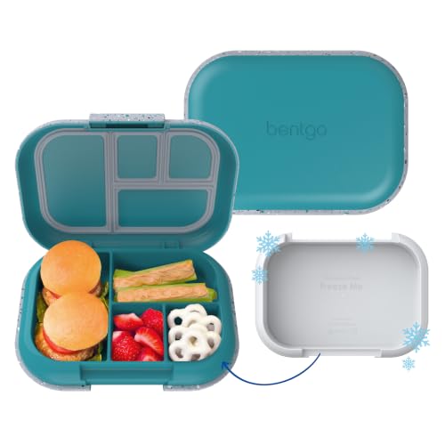 Bentgo Chill Kids Leakproof Lunch Box - 4-Compartment Bento Box with Built-In Ice Pack, 3.3 Cup Capacity, BPA-Free, Microwave & Dishwasher Safe Tray, Ages 3–7 (Truly Teal) - color: Confetti Edition - Truly Teal