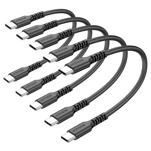 USB C to USB C Cable 0.5FT 5Pack, Short 6inch USB-C 60W Fast Charging Cords for iPhone 17 16, for Samsung Galaxy S25 S24 S23, Air 2020, iPad Pro, Power Bank and Other Type c Devices - size: 0.5 FT (Regular)