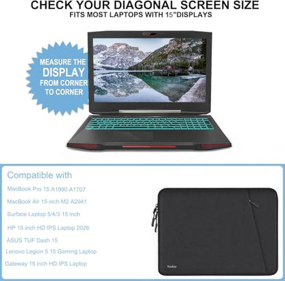 Laptop Sleeve Case 15 inch, Traveling Shockproof Protective Computer Cover | Laptop Case with Accessories Pocket, Laptop Cover Compatible with MacBook Air/Pro 13-13.3 inch, MacBook Pro 14 inch, Black - color: Black, size: 15 inch