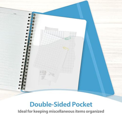 A5 Lined Spiral Journal Notebook, 146 Pages Hardcover Notebook with 100 GSM Thick Paper, Inner Pocket & Elastic Closure, 5.7" x 7.9", Notebooks for Work, School, College, Office, Journaling & Note Taking - color: Bright Blue