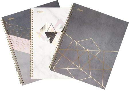 Mead Spiral Notebooks, 1 Subject, College Ruled Paper, 80 Sheets, Modern Chic, 3 Pack (38196) - size: Pack of 3