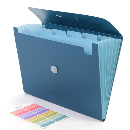 SKYDUE Accordion File Organizer, Expanding File Folder with 7 Pockets, Portable Receipt Paper Documents Organizer, Letter Size Filing Folder School Office Supplies, Dark Blue - color: Darkblue