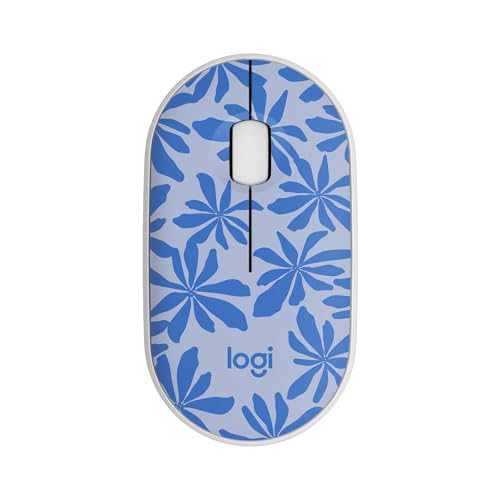 Logitech M340 Wireless Mouse with Limited Edition Prints, USB Receiver and Silent Clicks, Portable Wireless Mouse for Laptop, PC, Windows, Chrome, Surface – Blue Floral - color: Blue Floral