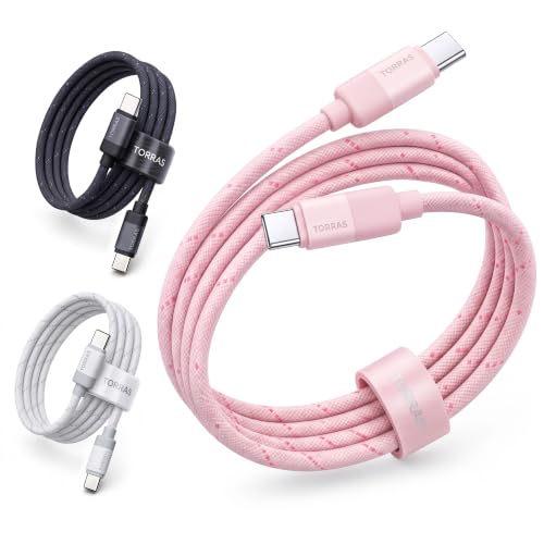 TORRAS Gradient USB C to USB C Cable 2 Pack 6.6FT, Braided Fast Charging Cord, Durable Type C Cable for iPhone 15-17 Series, Samsung Galaxy S26 Series, iPad & More,Pink - color: Pink Gradient