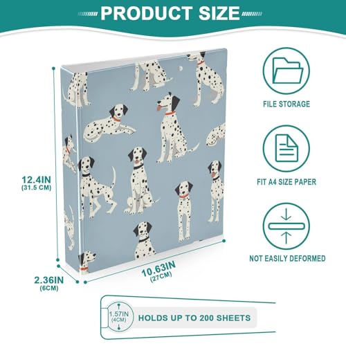 Dalmatian Dog Round Ring Binders 1.5 Inch 3 Ring Binder with Clipboard Holds 200 Sheets Office Home School - color: Multicolored 5