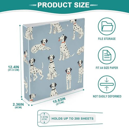 Dalmatian Dog Round Ring Binders 1.5 Inch 3 Ring Binder with Clipboard Holds 200 Sheets Office Home School - color: Multicolored 5