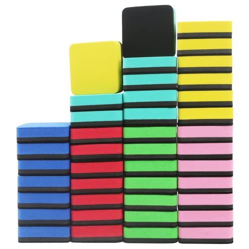 OWLKELA 48Pcs Dry Erase Erasers, Colored Magnetic Whiteboard Cleaning Tool for Classroom, School Supplies and Office - color: Multicolor, size: 1 Count (Pack of 48)