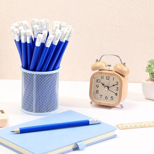 Fainne 102 Pcs Bulk Fat Jumbo Pencils Set 96 Giant Big Large Thick Pencils with Erasers 6 Sharpeners for Home School Classroom Beginners(Blue,Round) - color: Blue, style: Round